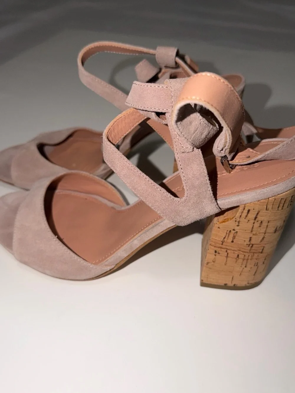 Sigerson Morrison Suede Block Heel Sandals - Taupe Pink